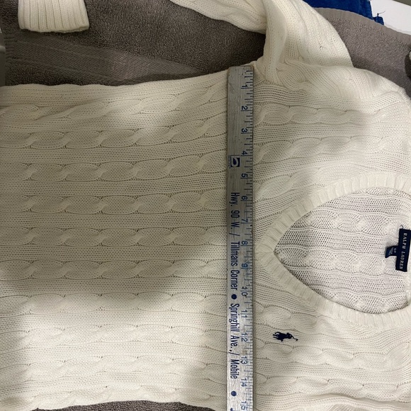 Ralph Lauren V-Neck Sweater in White - Picture 8 of 11